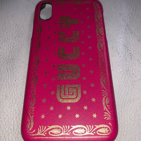 Authentic Pink Gucci Moon & Stars Leather iPhone X Case - Picture 5 of 9